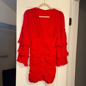 Chic Long Sleeve Red Dress